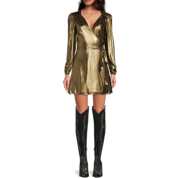 knee length dresses for ladies Shimmery Jersey Dress with Crystal Embellishments Gold / US 16 main image 0